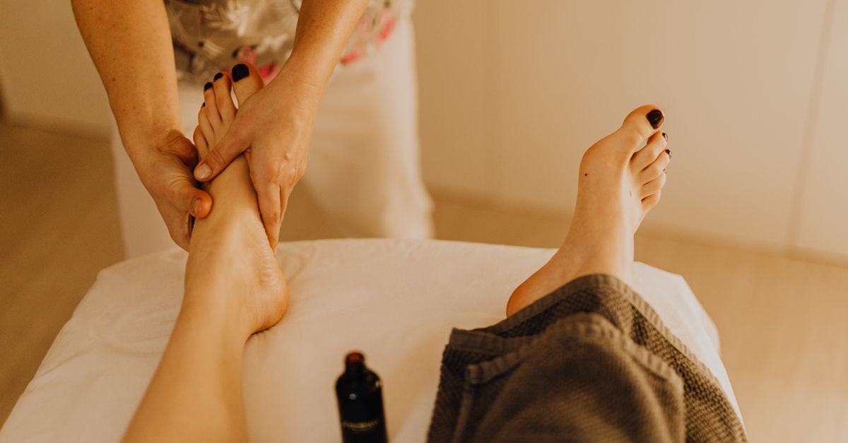 A calming foot massage session promoting relaxation and wellness.