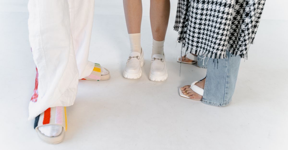 A stylish group showcasing diverse footwear designs, emphasizing modern fashion trends.