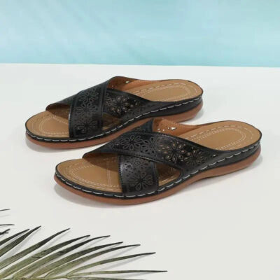 Sandale Orthopédique Femme avec Motifs Floraux - Ortho-feet